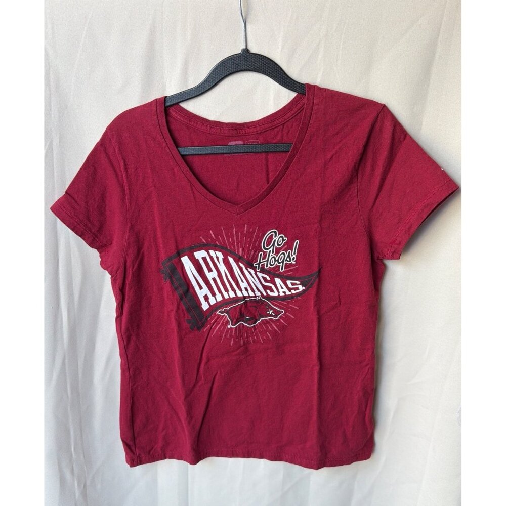 Arkansas Razorbacks "Go Hogs" Graphic V-Neck Short Sleeve College T-Shirt